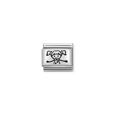 Nomination COMPOSABLE CLASSIC OXIDIERTE PLAKETTE aus Edelstahl, mit 925er Silber verziert, (49_Maedchen)